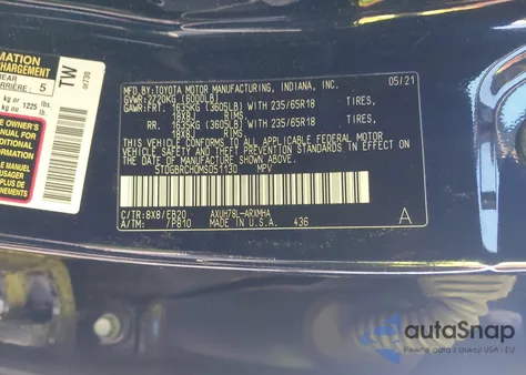 2021 Toyota Highlander Hybrid Xle from USA, damaged, VIN 5TDGBRCH0MS051130